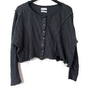 Urban Outfitters Boxy Button Up Long Sleeve Tee